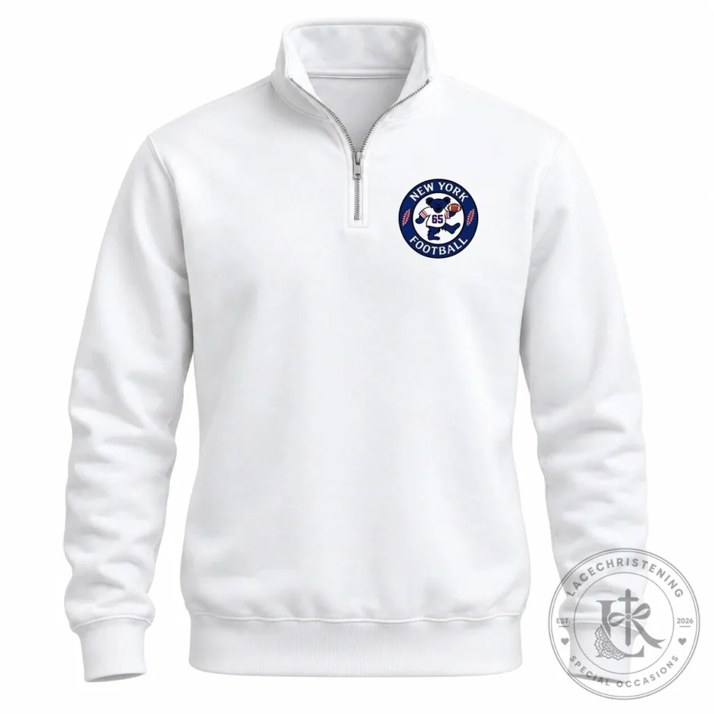 New York Giants Football Dancing Bear Quarter-Zip Sweatshirt New York Giants Football Dancing Bear Quarter-Zip Sweatshirt