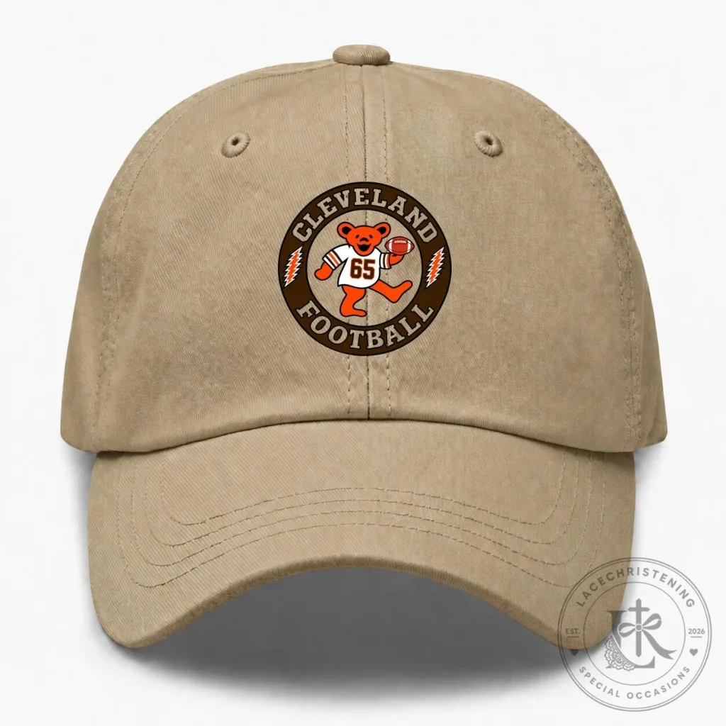 Cleveland Football Dancing Bear Embroidered Dad Hat Cleveland Football Dancing Bear Embroidered Dad Hat