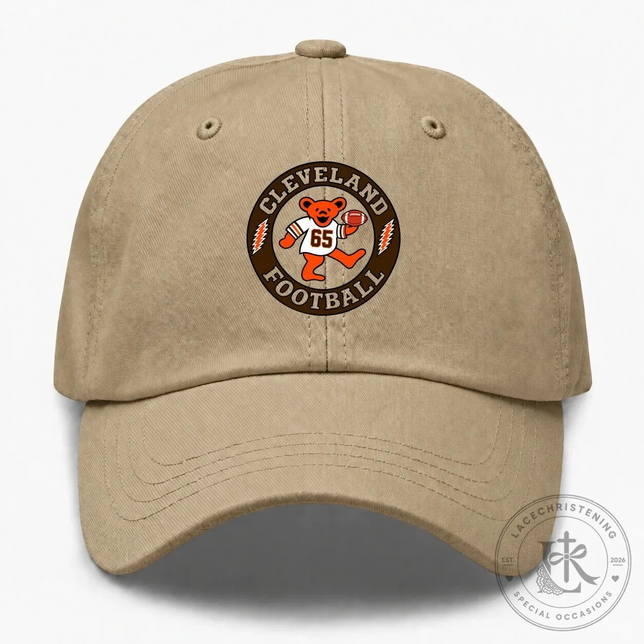 Cleveland Football Dancing Bear Embroidered Dad Hat 7 Cleveland Football Dancing Bear Embroidered Dad Hat