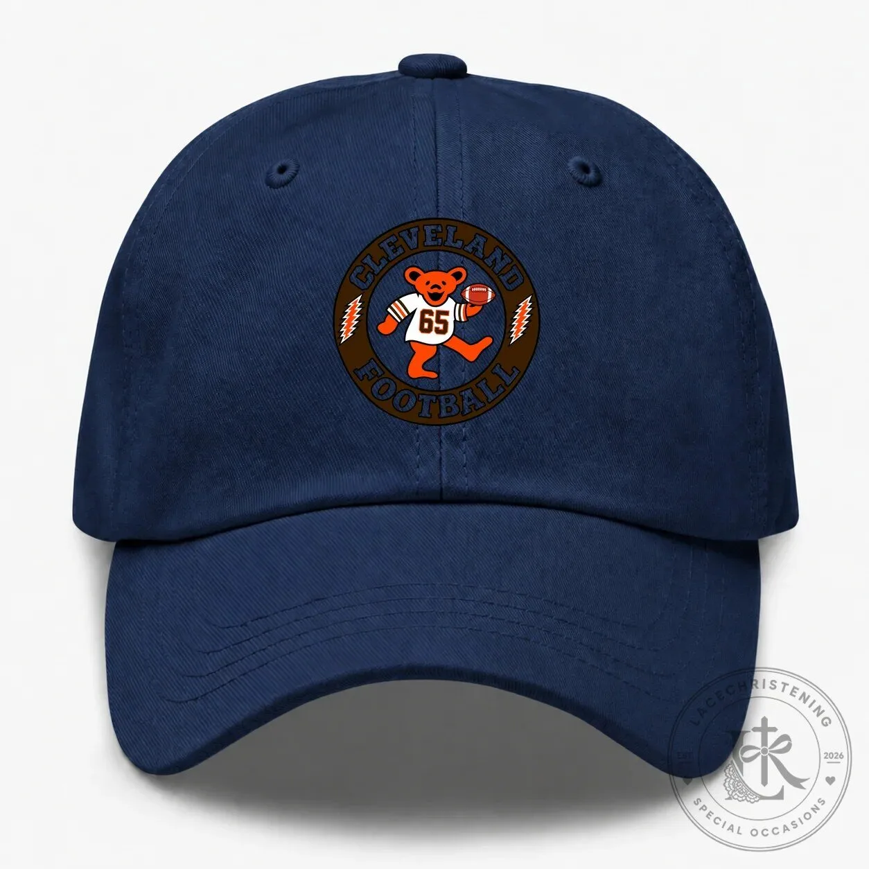 Cleveland Football Dancing Bear Embroidered Dad Hat 9 Cleveland Football Dancing Bear Embroidered Dad Hat